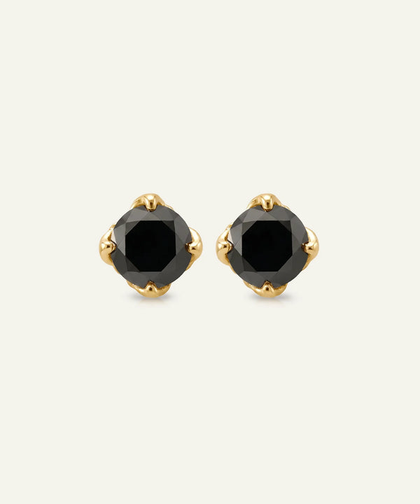 Black Diamond Round Solitare Studs Earrings