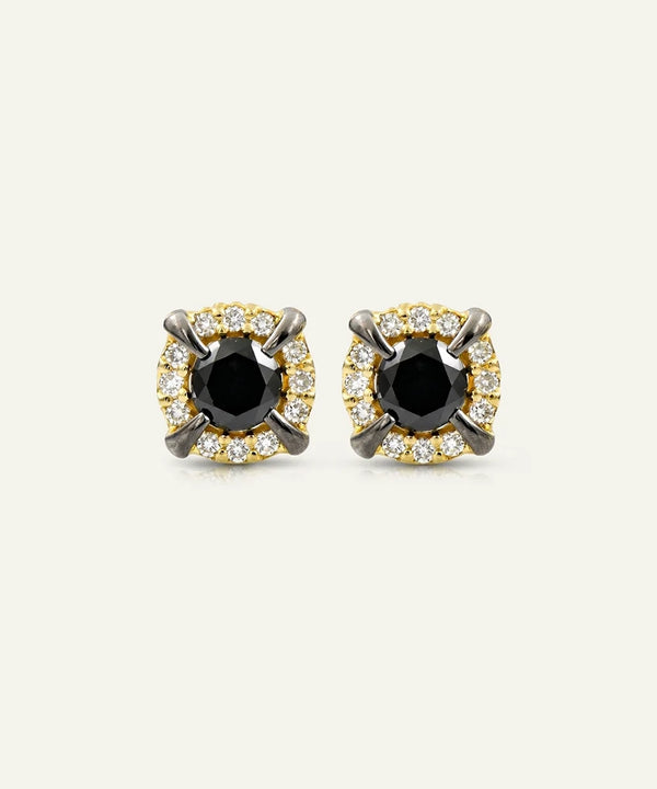 Black Diamond Cluster Studs Earrings