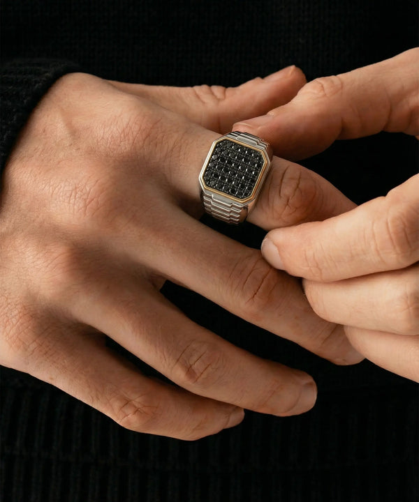 Black Treated Diamond Two-toned Ring