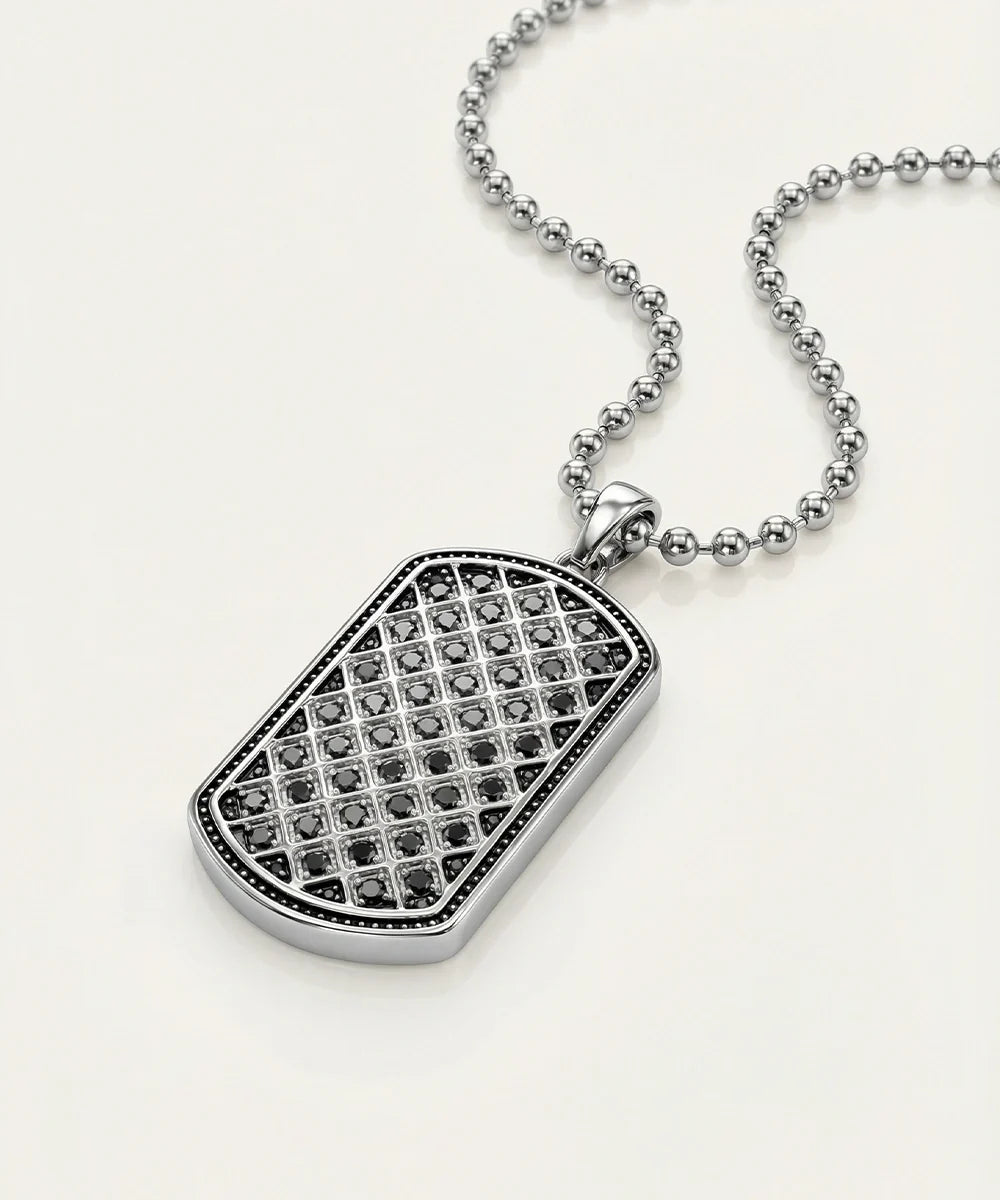 Men's stainless steel dog tag necklace with 19.6-inch bead chain