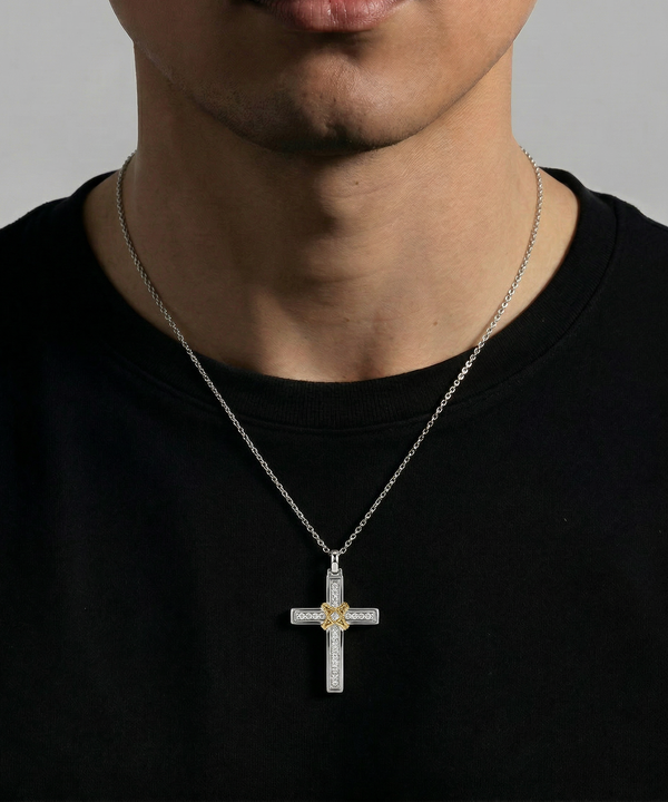 Silver Lab-grown Diamond Cross Pendant