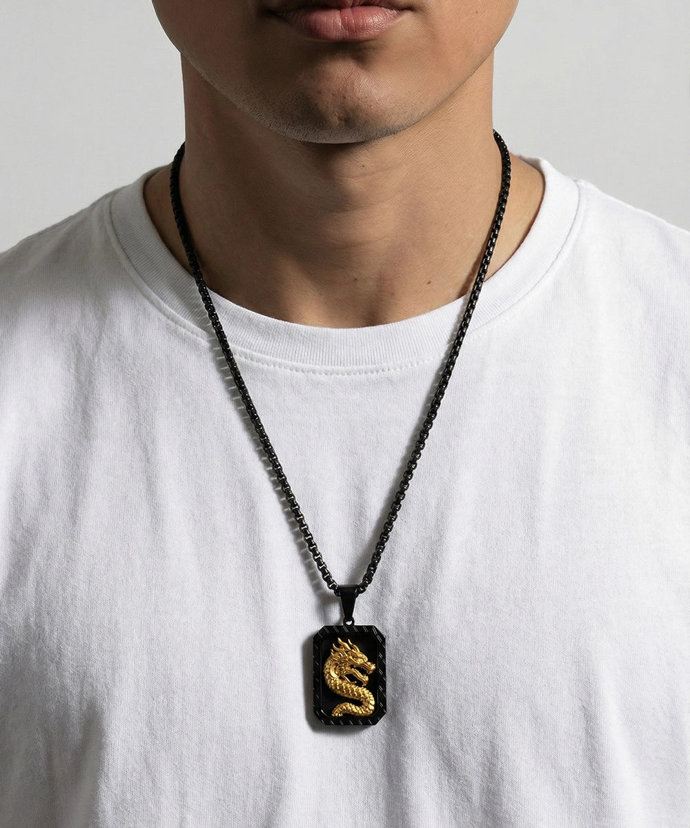 Men's dog tag necklace with 24-inch round box chain