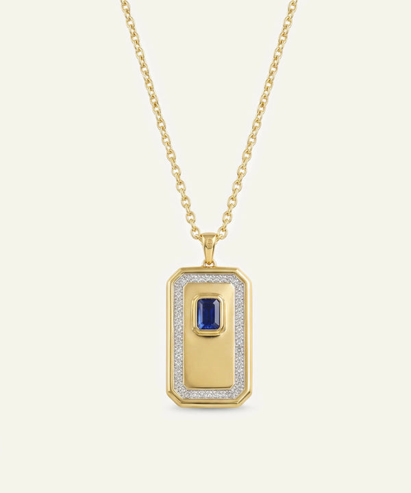 Lab-Created Sapphire & Lab-grown Diamond Dog Tag Pendant