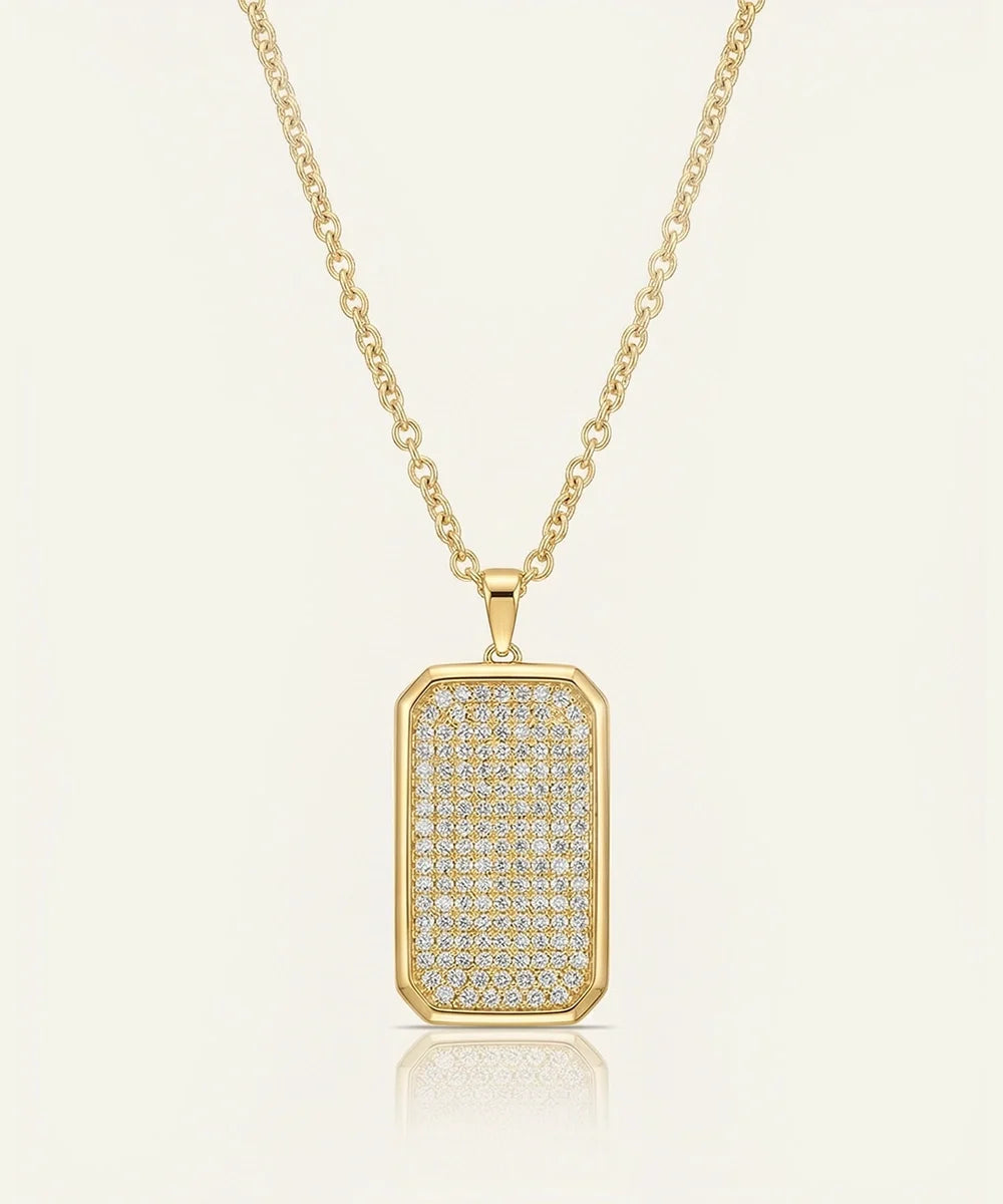 men's lab-grown diamond dog tag pendant