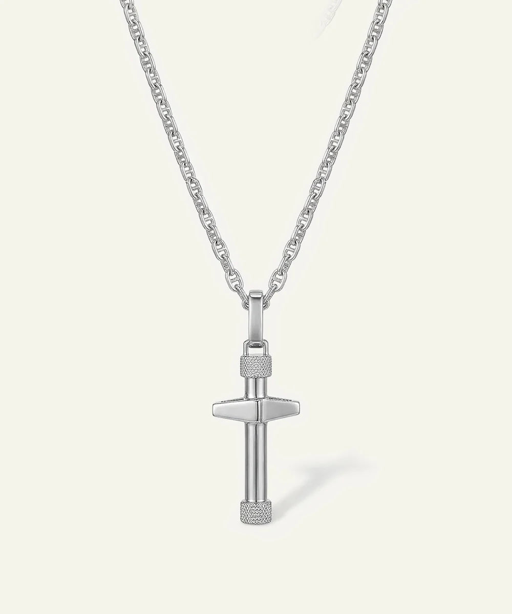 men's silver cross pendant necklace