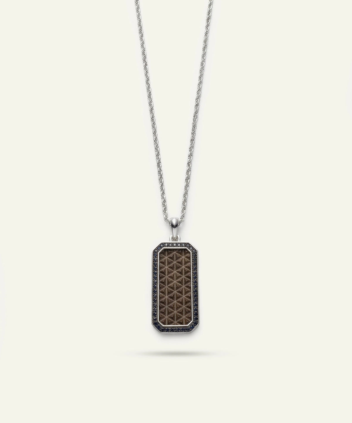 Silver men's dog tag pendant from Valliani Jewelers