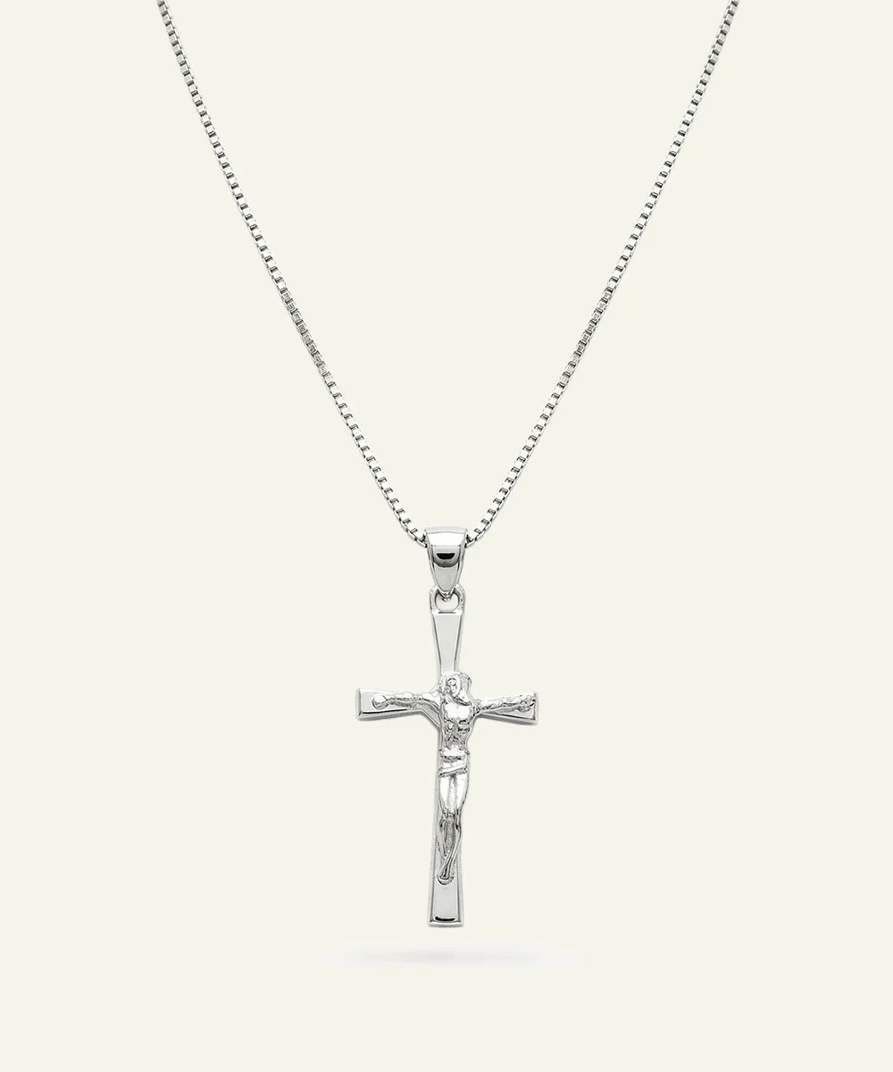 men's silver crucifix cross pendant
