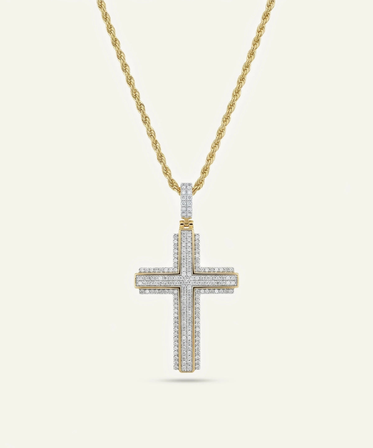 men's 2 CTW silver lab-grown diamond cross pendant