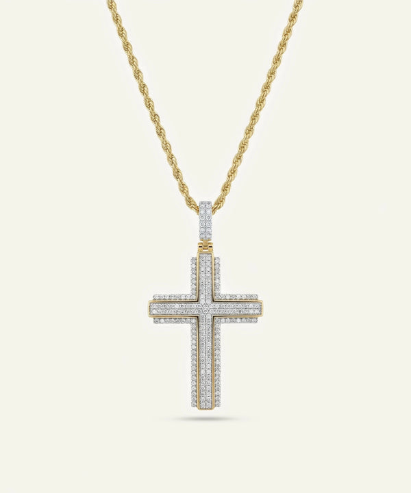 Silver Lab-grown Diamond Cross Pendant
