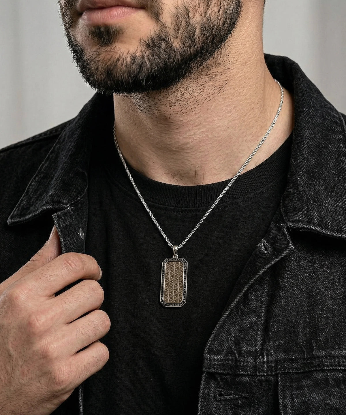 black treated diamond pendant for men