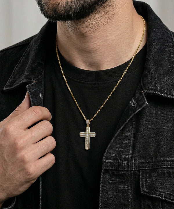 Silver Lab-grown Diamond Cross Pendant