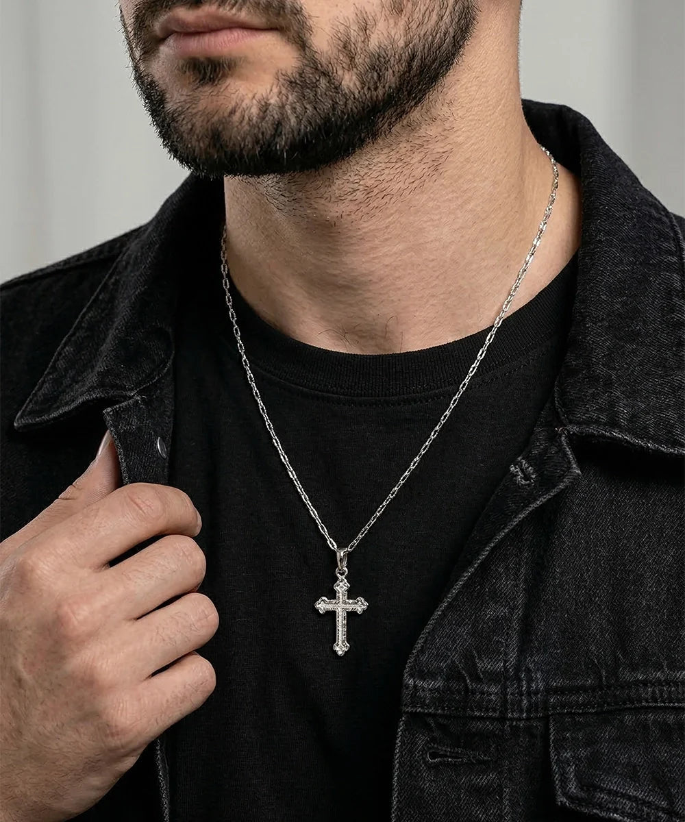 Silver cross pendant for men from Valliani Jewelers