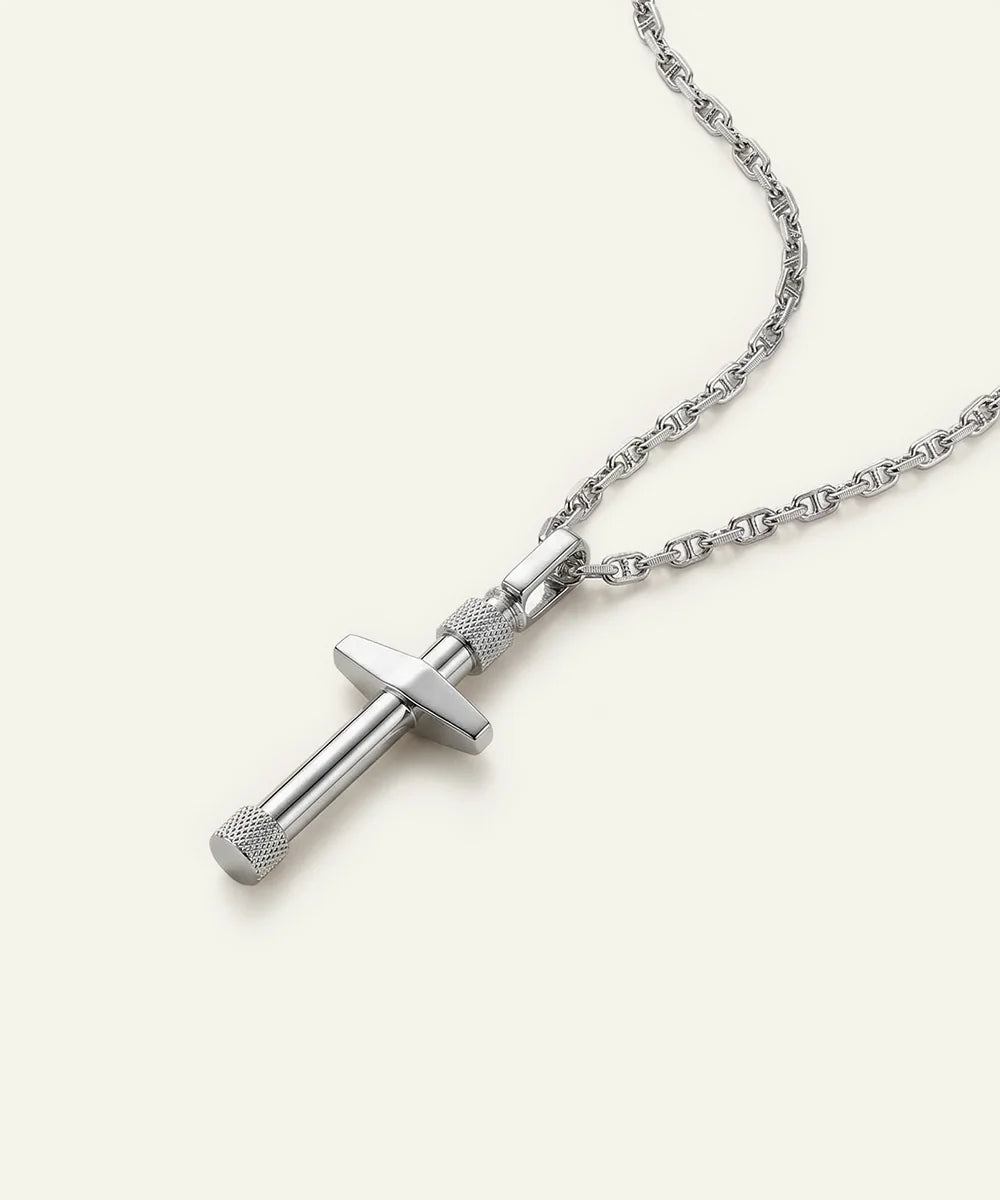 Silver cross necklace for men from Valliani Jewelers
