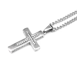 Link N Lock Cross Pendant in Stainless Steel