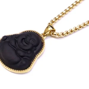 Link N Lock Yellow Budha Pendant in Stainless Steel