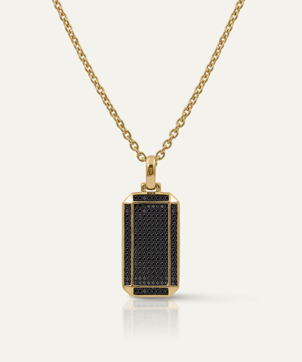 BLACK DIAMOND DOG TAG PENDANT IN VERMEIL