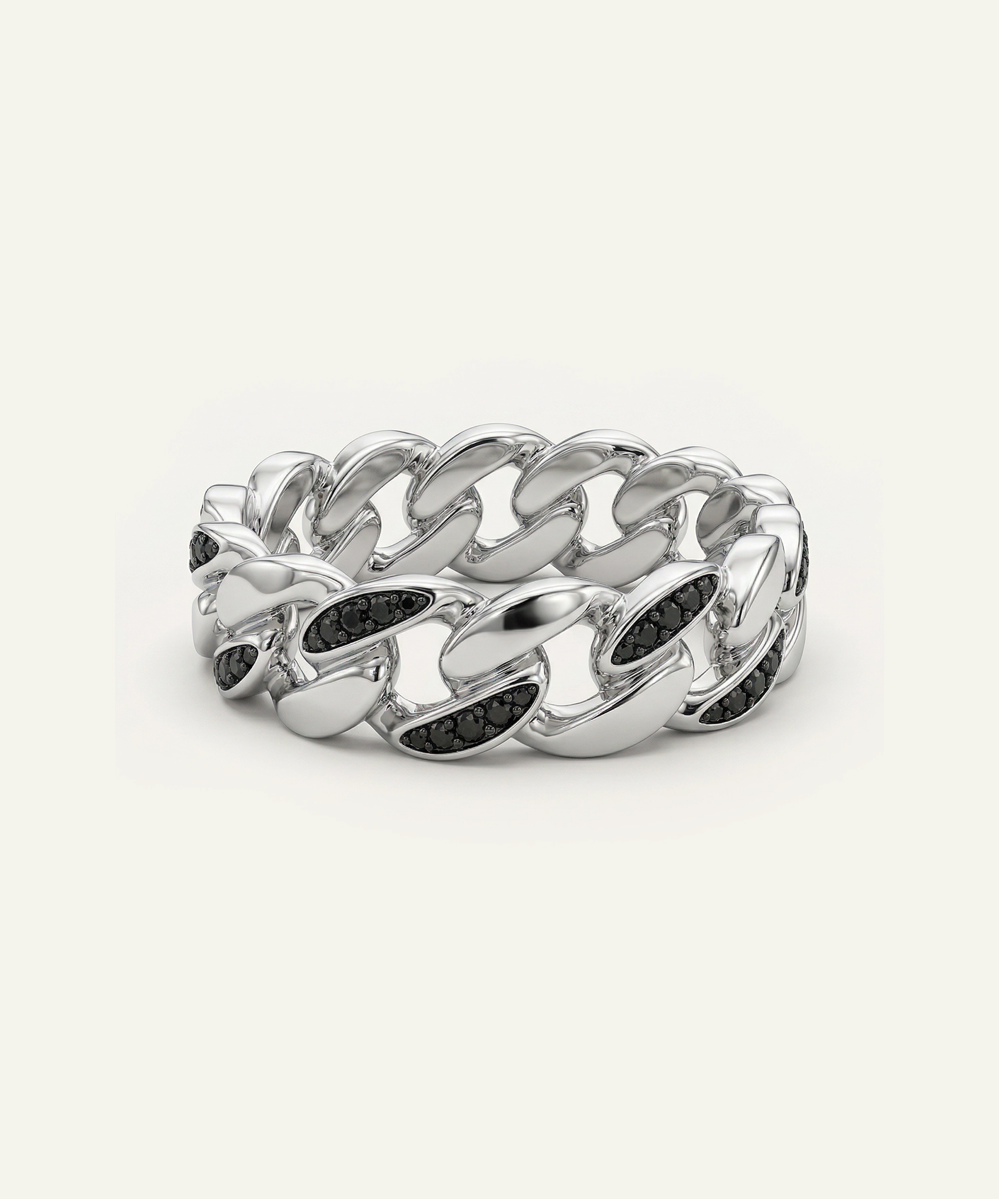 LAB GROWN SILVER CUBAN MENS RING