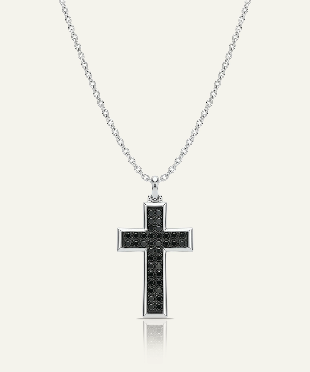 LAB GROWN SILVER CROSS PENDANT