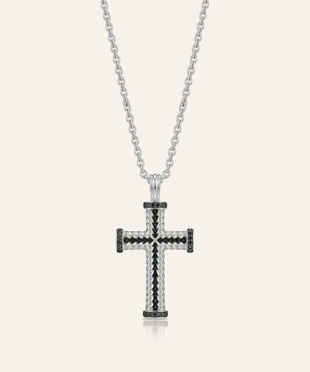 LAB GROWN SILVER CROSS PENDANT