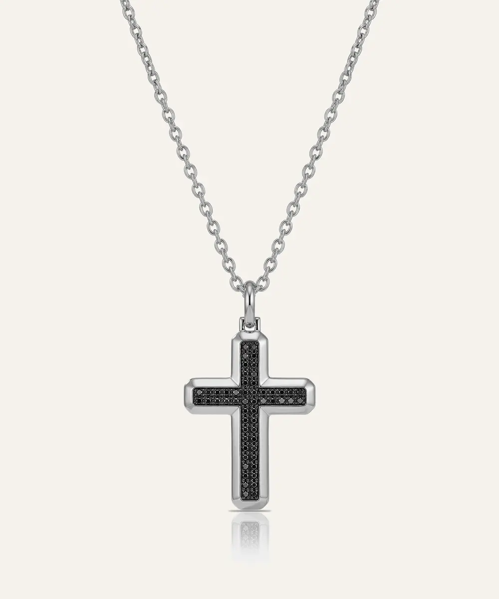 LAB GROWN SILVER CROSS PENDANT