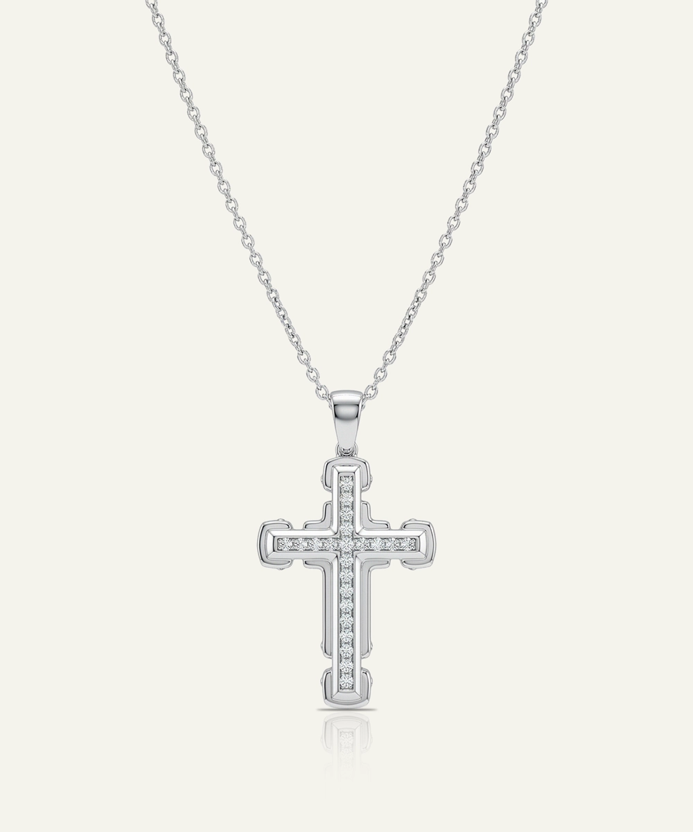 LAB GROWN SILVER CROSS PENDANT