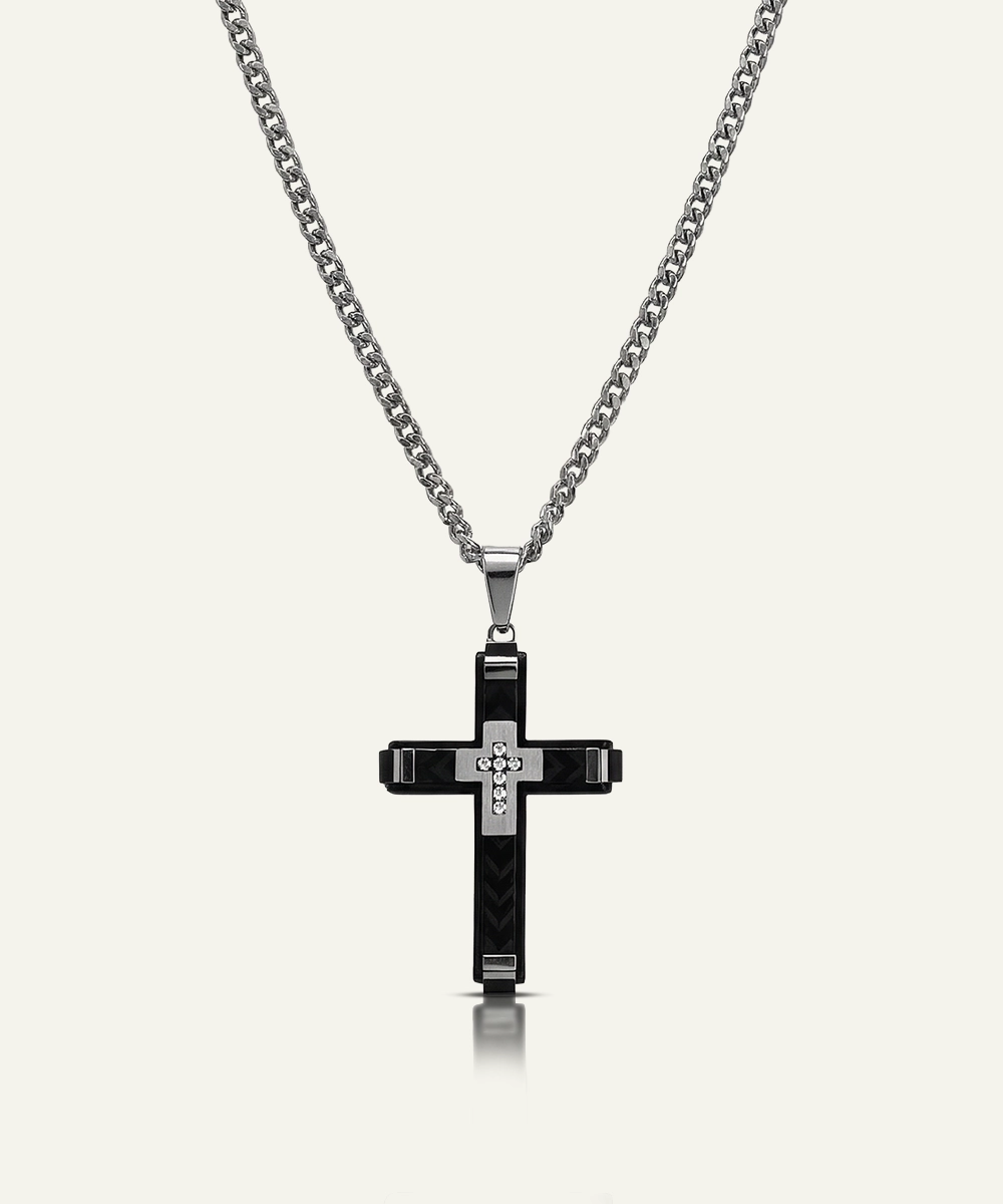 White Cubic Zirconia Cross Pendant