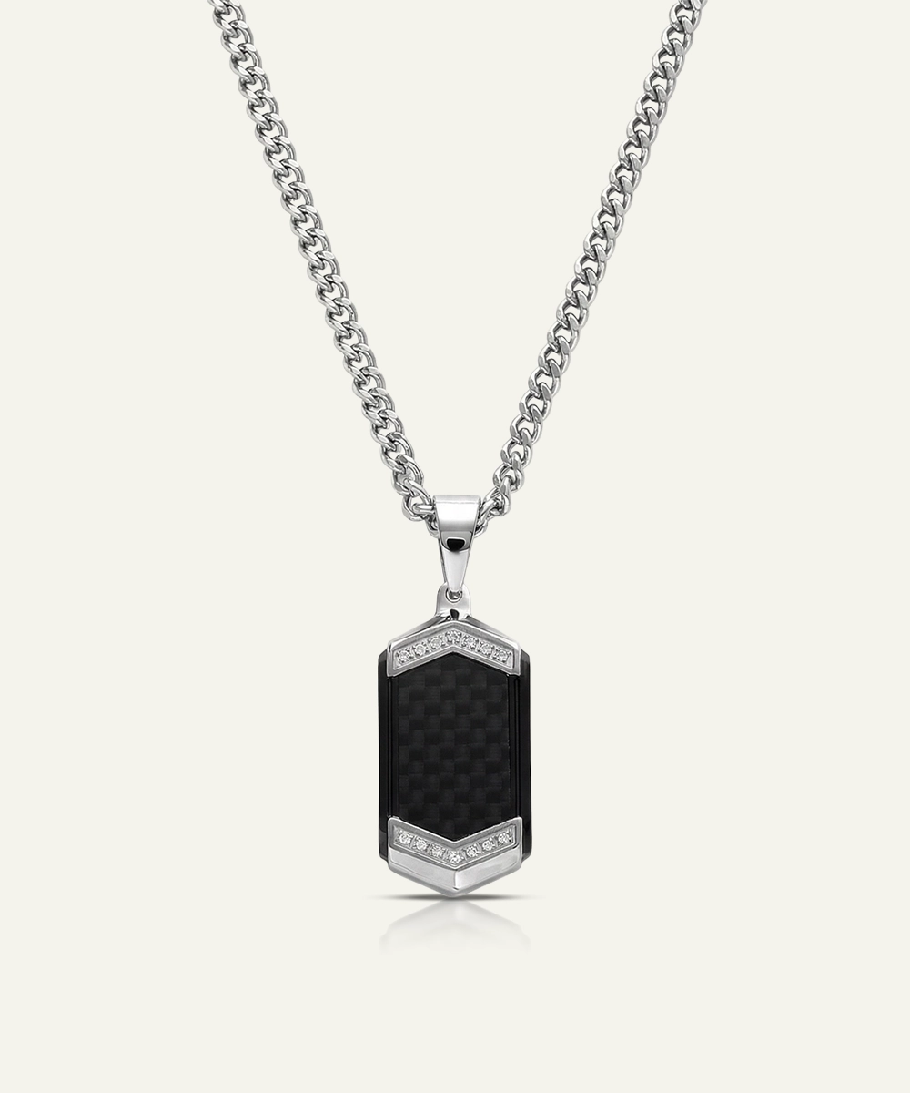 Cubic Zirconia Dog Tag Pendant