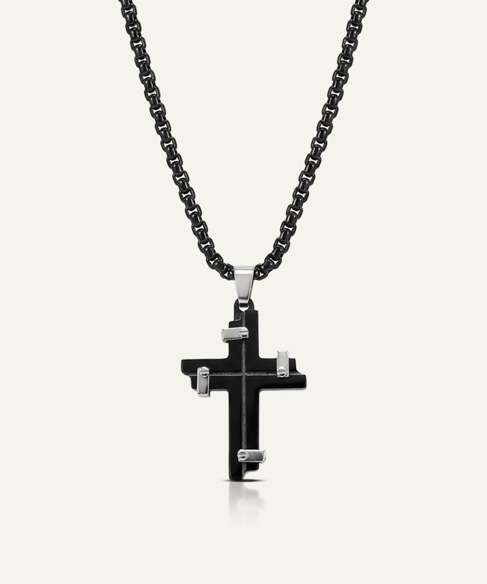 Two-Toned Cross Pendant With Screws
