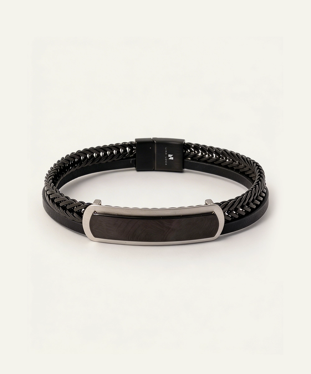 Buckle Braided Leather Bracelet