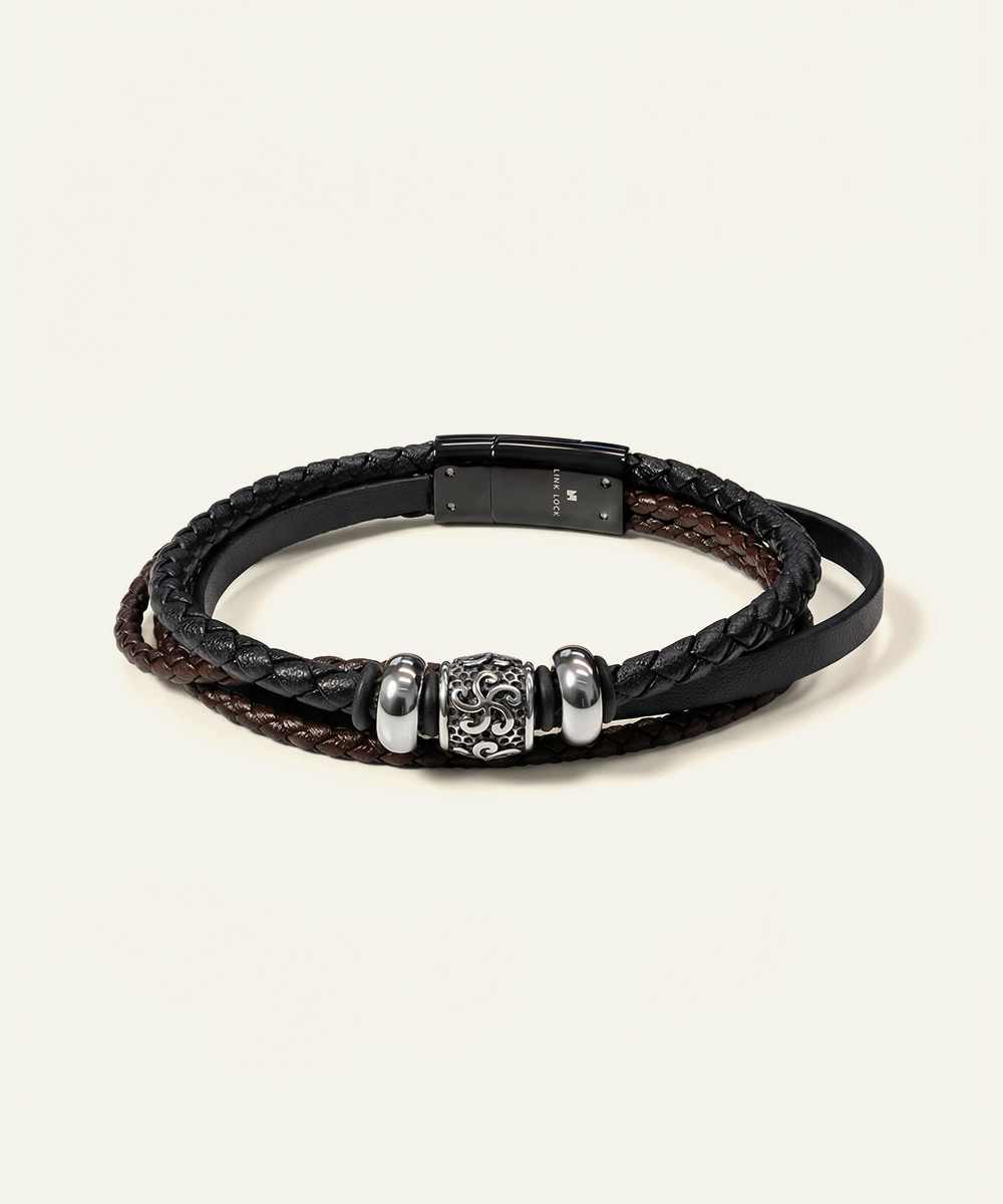 Braided 3-Band Leather Bracelet