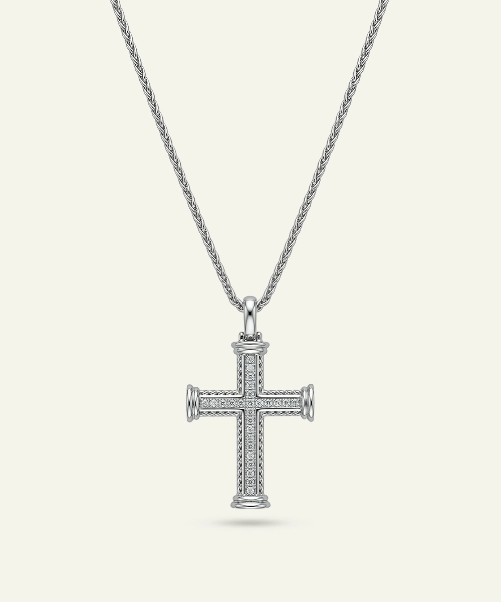 Linknlock Lab Grown Silver Cross Pendant