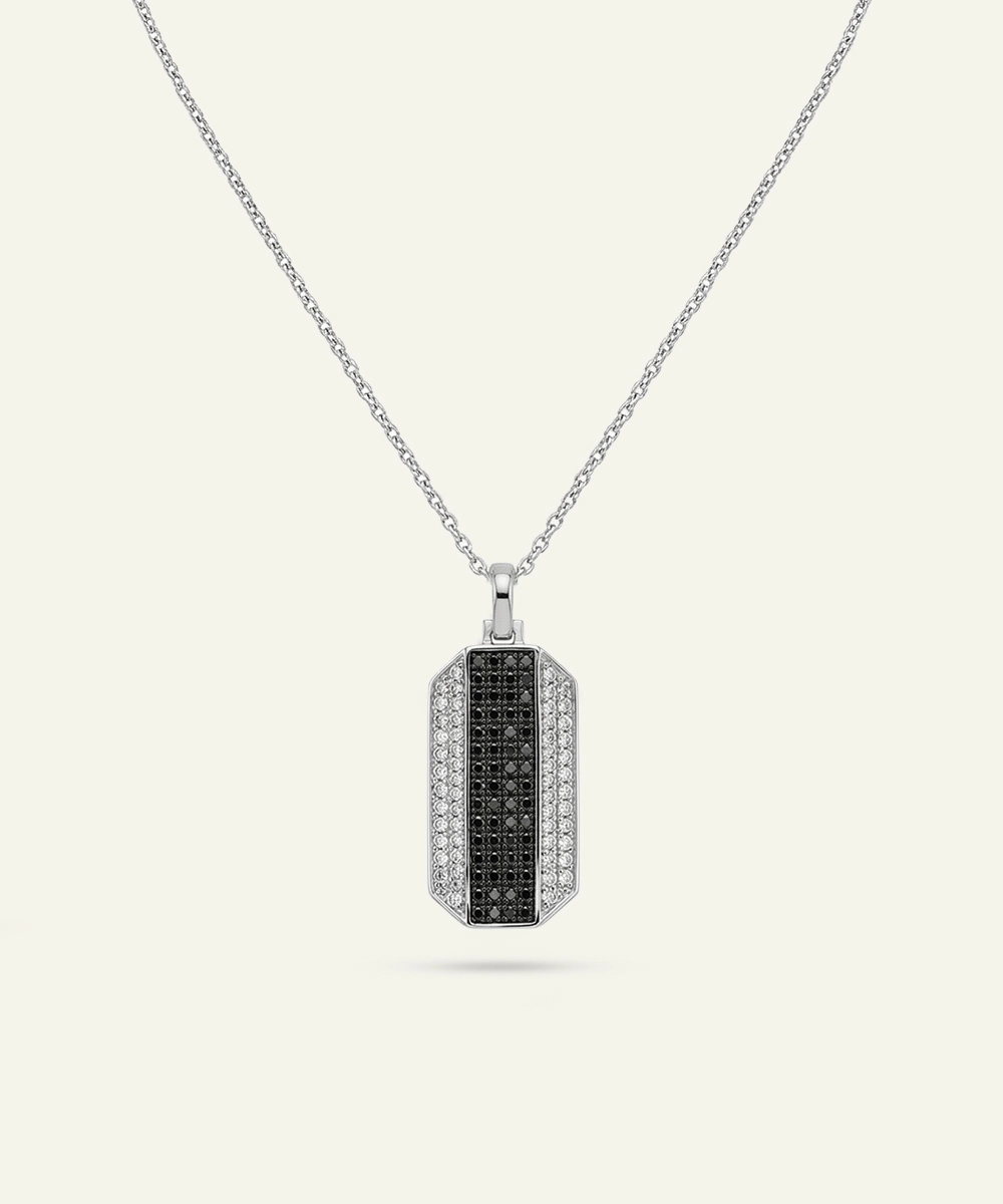 Linknlock Lab Grown Silver Black Plated Dog Tag Pendant