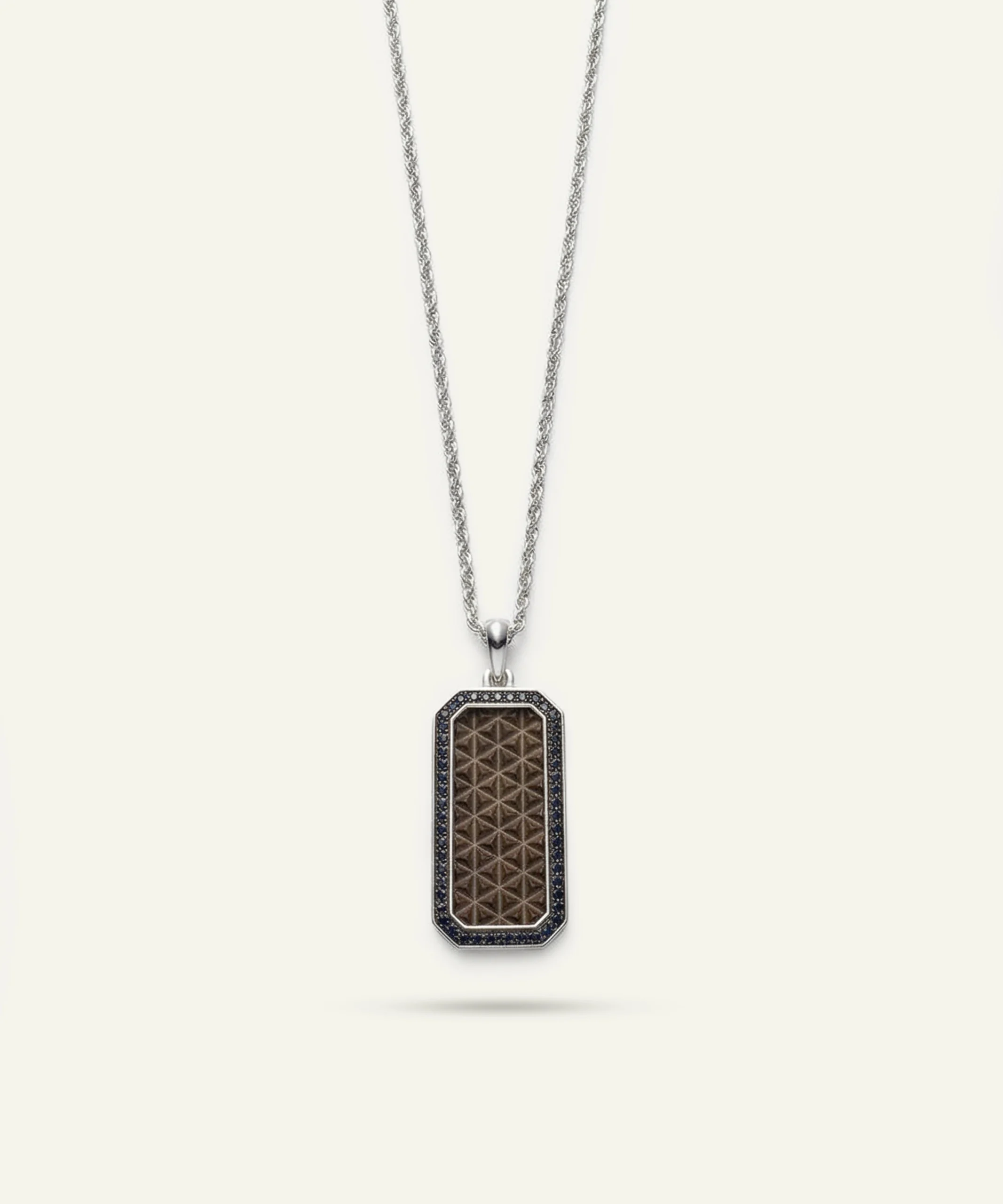 Linknlock Lab Grown Silver Black Plated Dog Tag Pendant