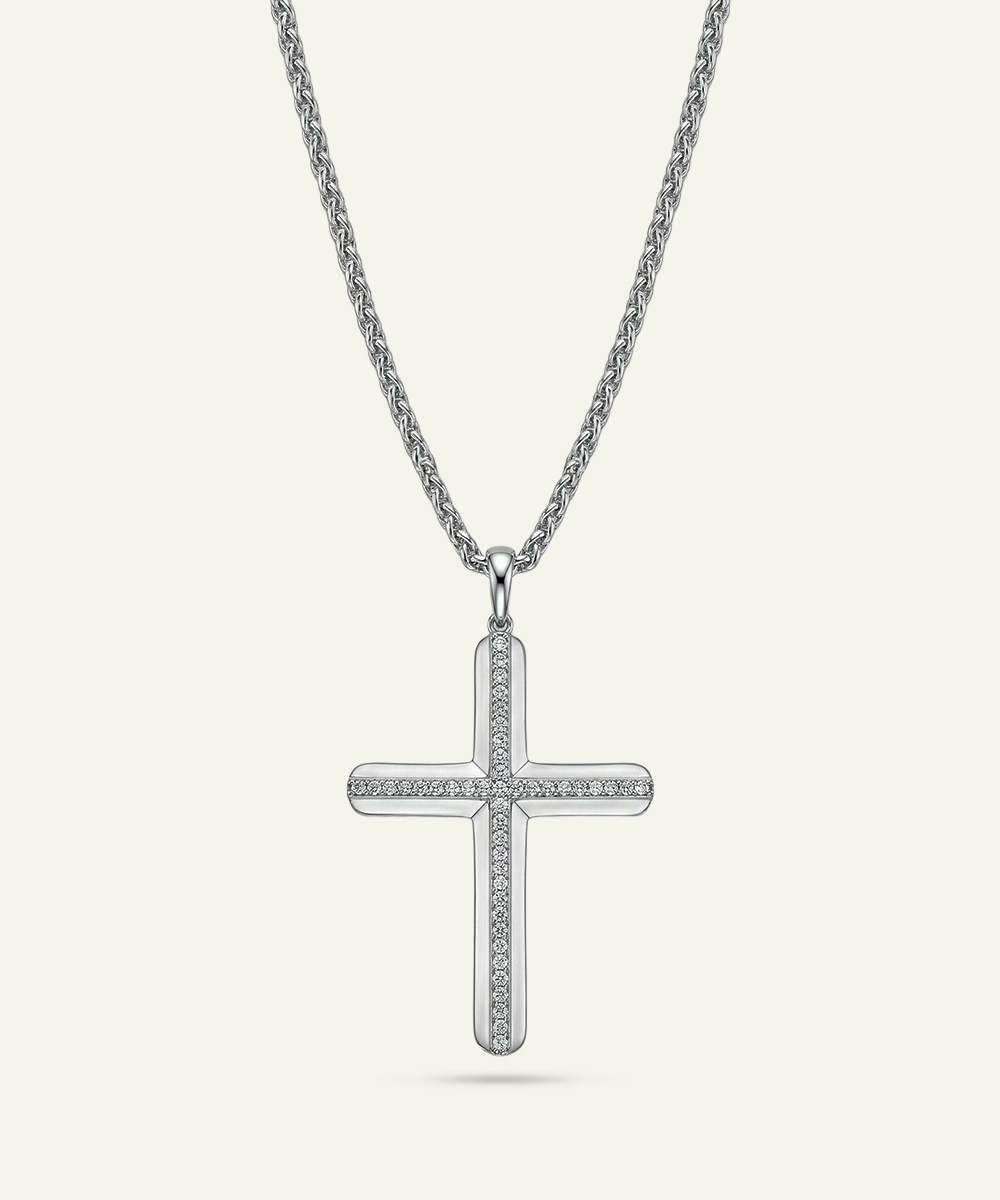 LAB GROWN SILVER CROSS PENDANT