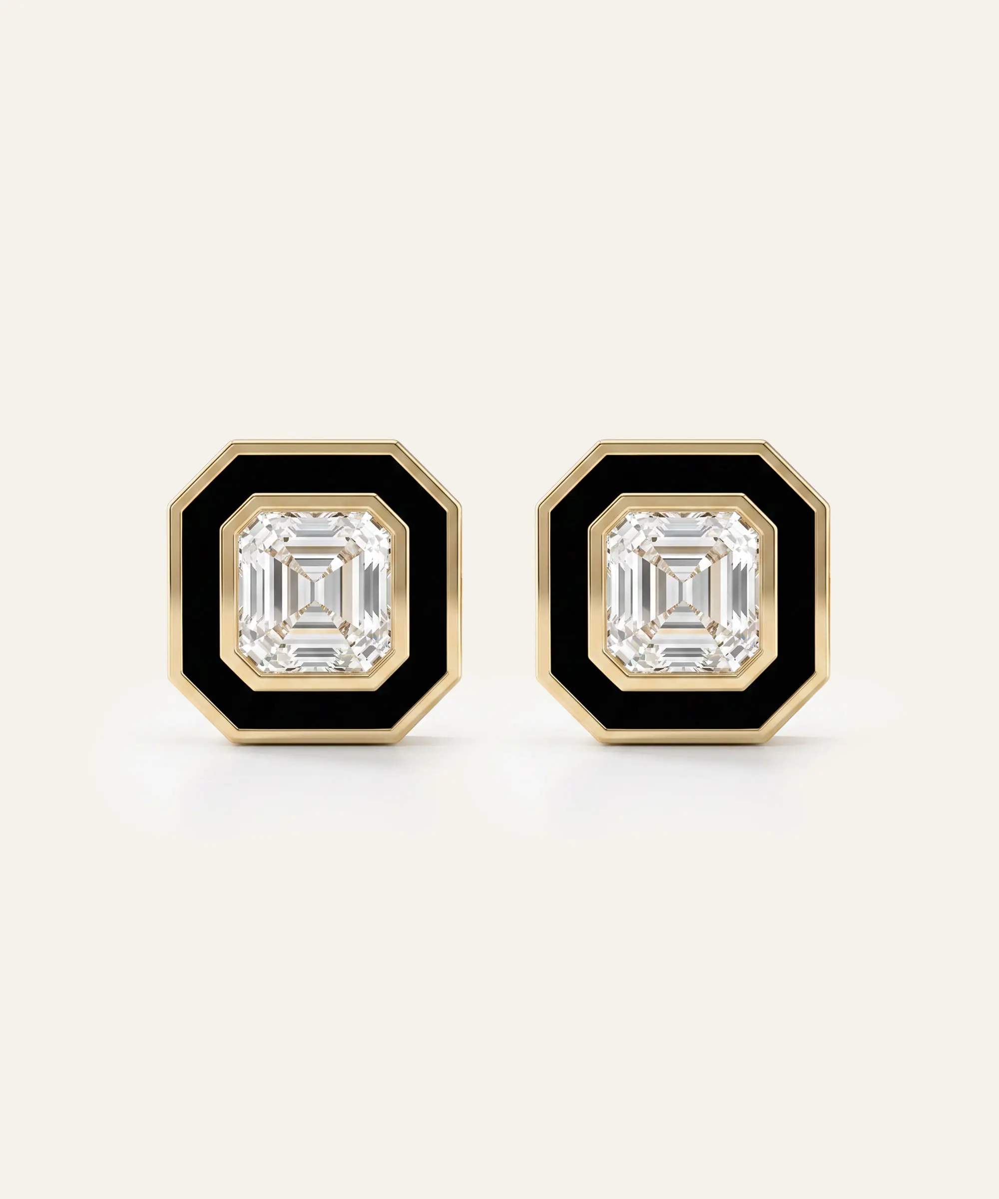 Asscher Cut Diamond Studs Earrings