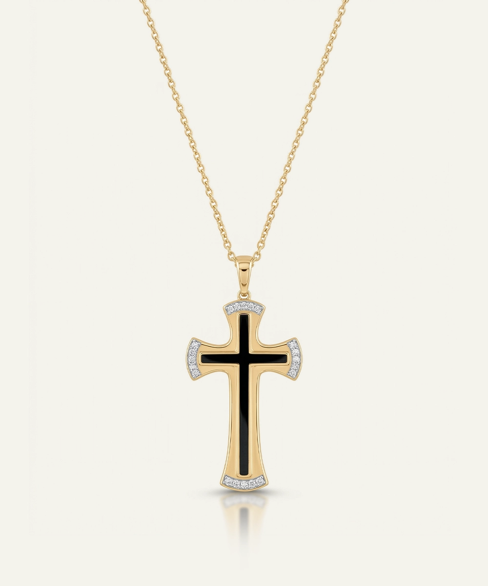 Silver Lab-grown Diamond Cross Pendant