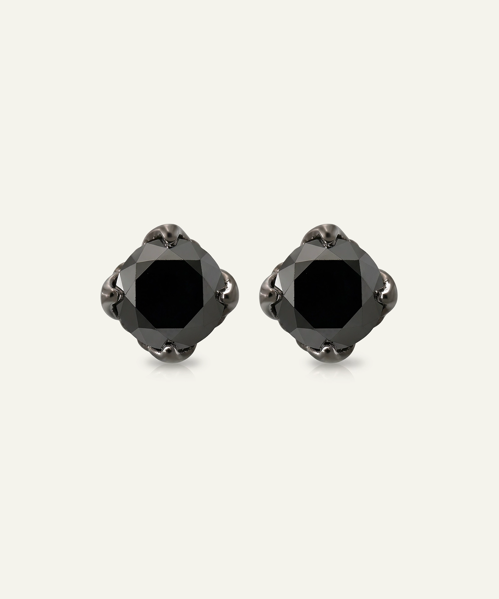 Black Diamond Round Solitare Studs Earrings