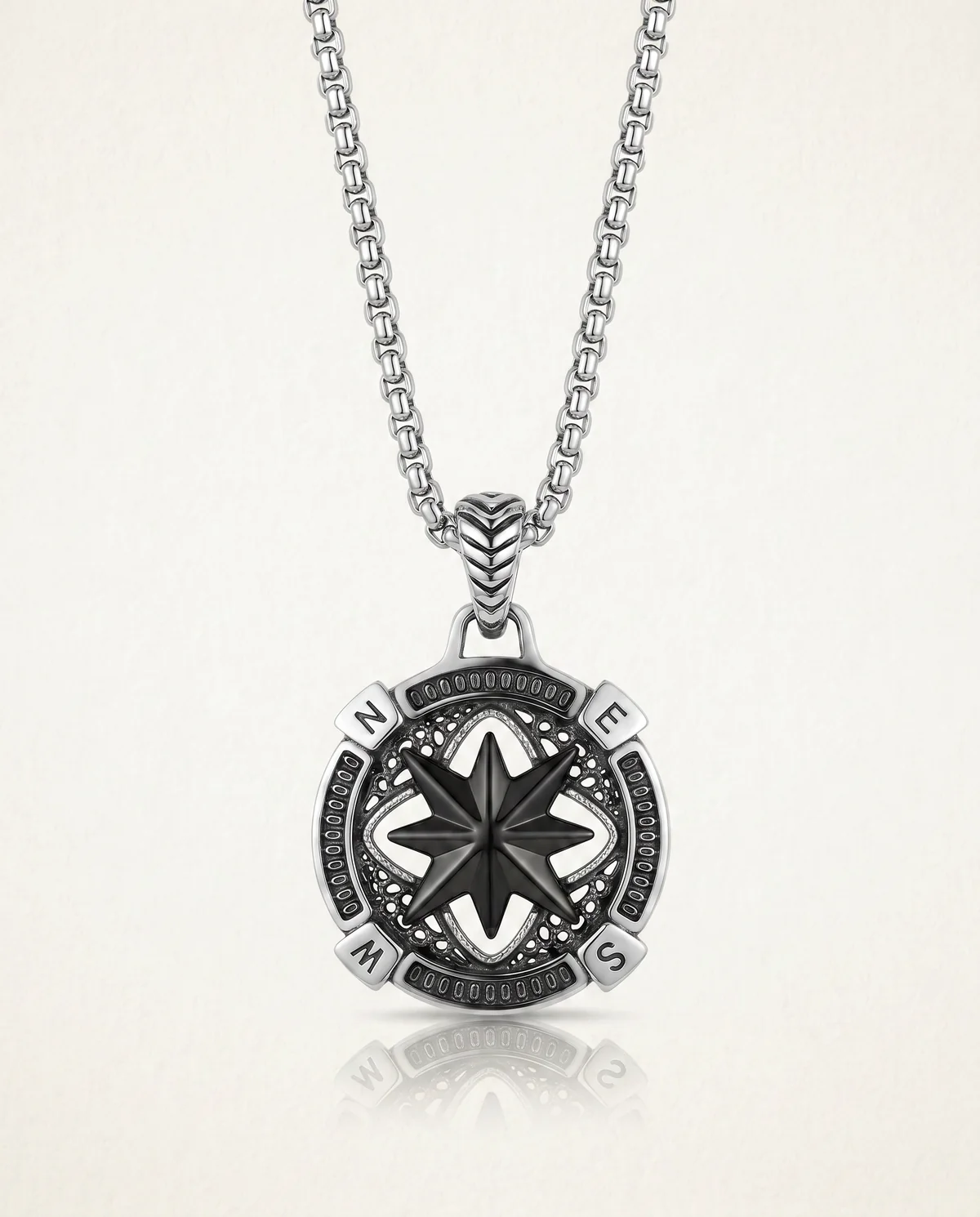 Black Oxidized Compass Pendant