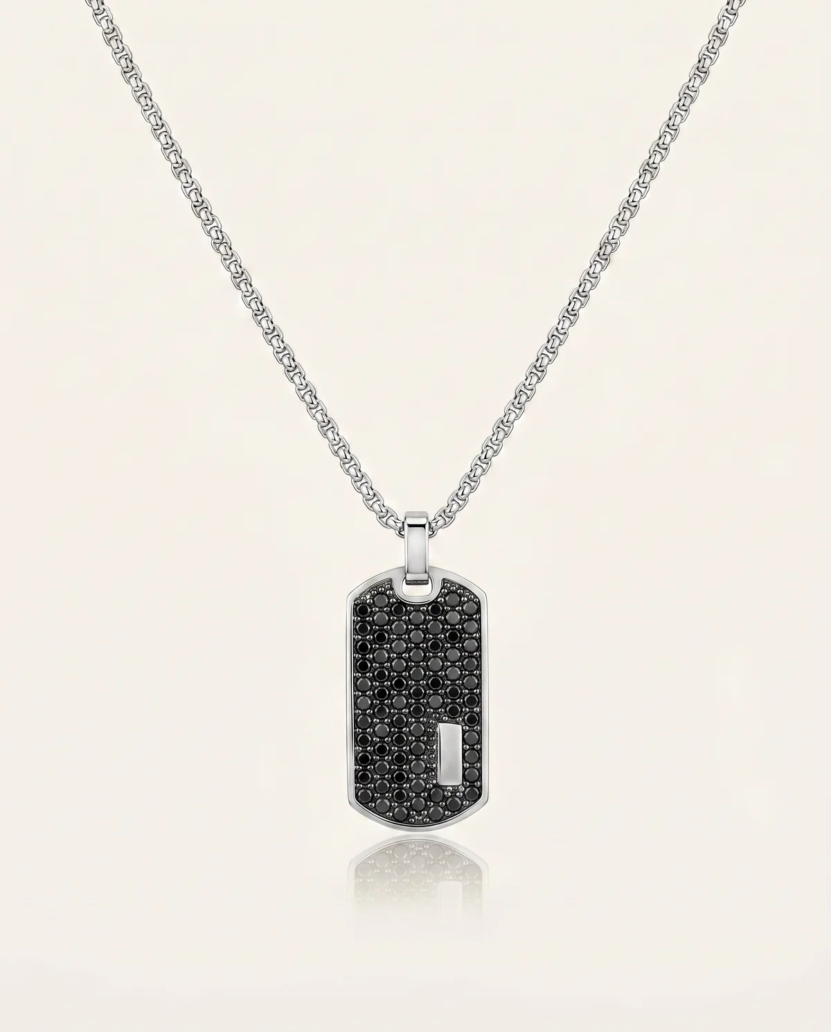 Black CZ Dog Tag Pendant
